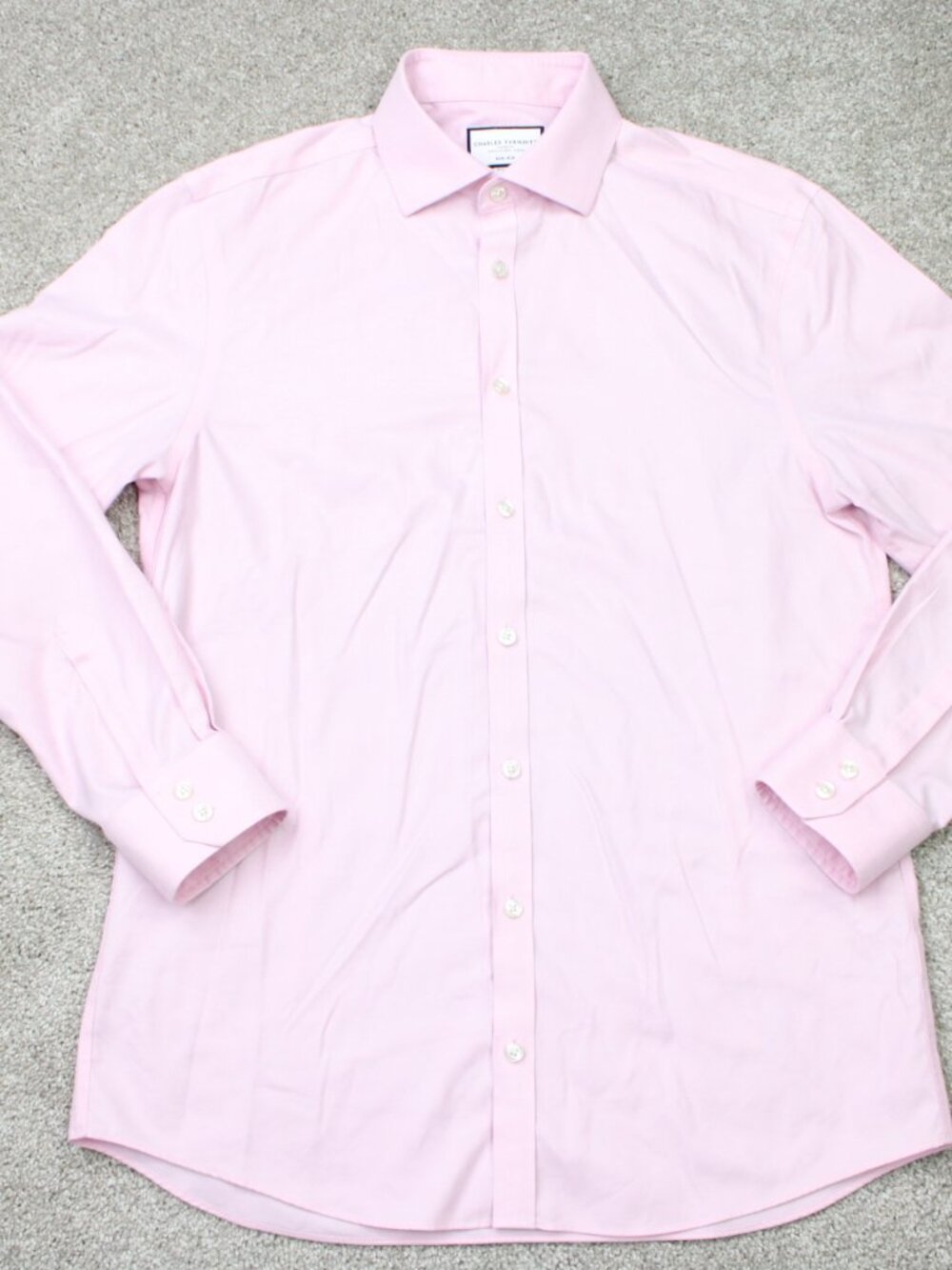 Charles Tyrwhitt Shirt Mens 16, 33 Pink Extra Slim Fit Non-Iron Long Sleeve